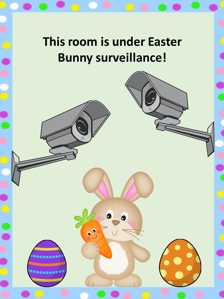 This room is under Easter Bunny Surveillance!  Poster, anchor chart for behavior management.